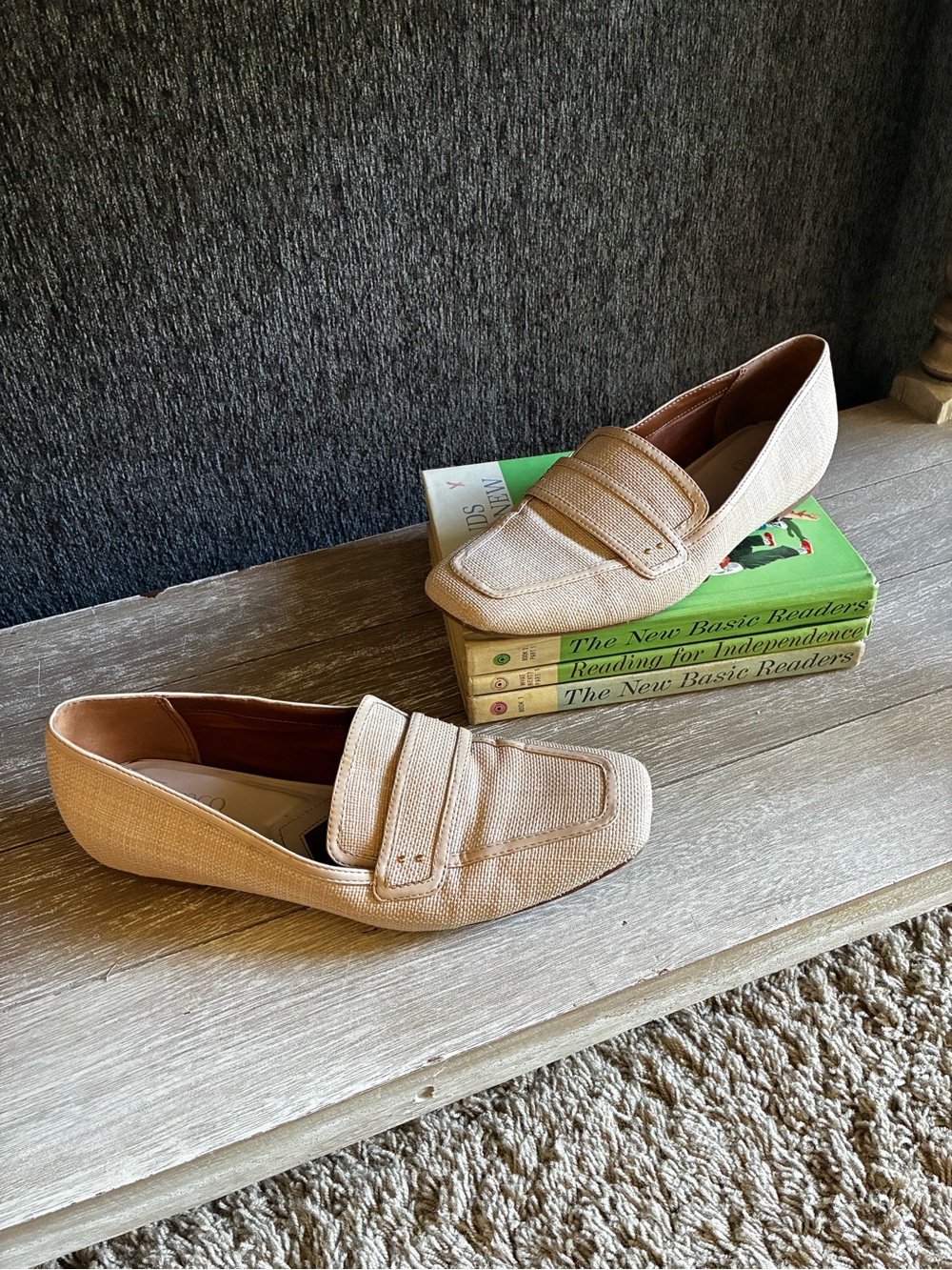 Franco Sarto Women's Light Beige Textured Slip-On Loafers